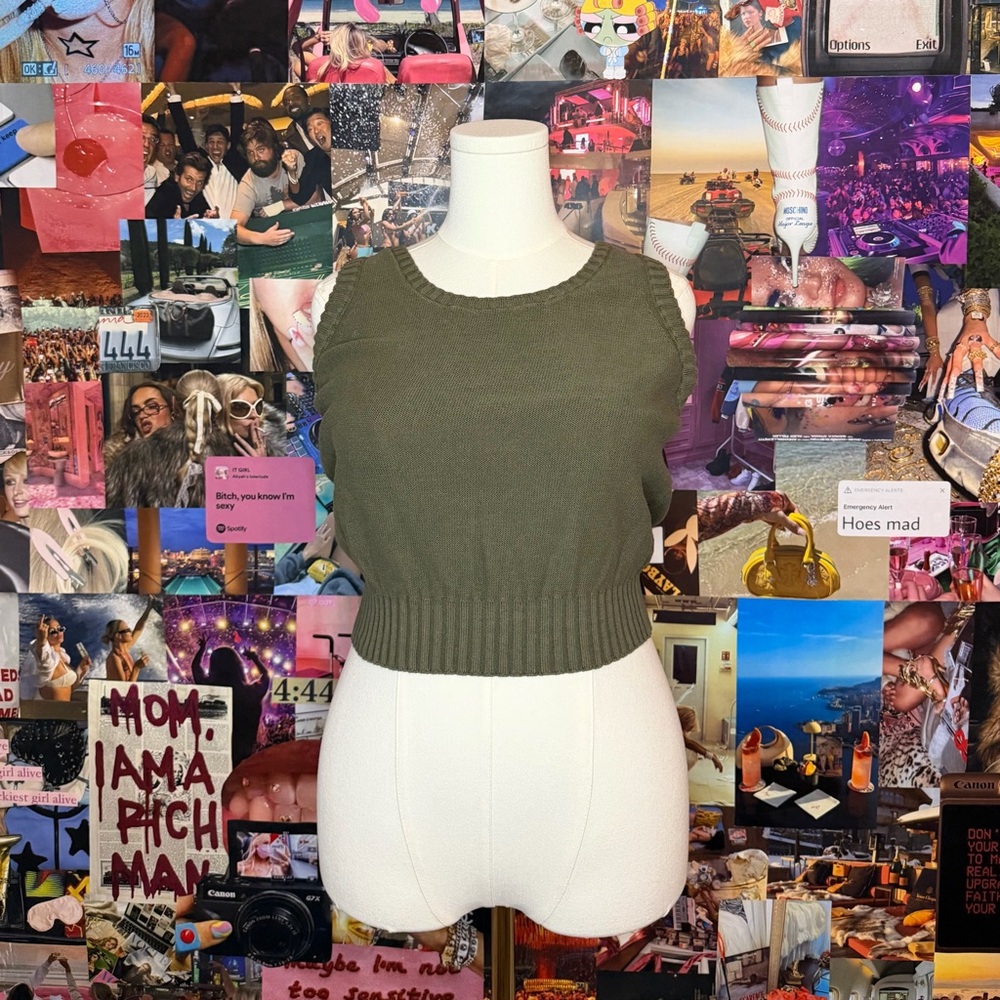 Melrose and Market olive green knit sweater vest